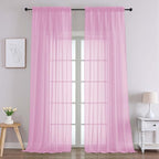 Chyhomenyc Pink Sheer Curtains 96 Inches Long 2 Panels, Light Filtering Pink by Chyhomenyc