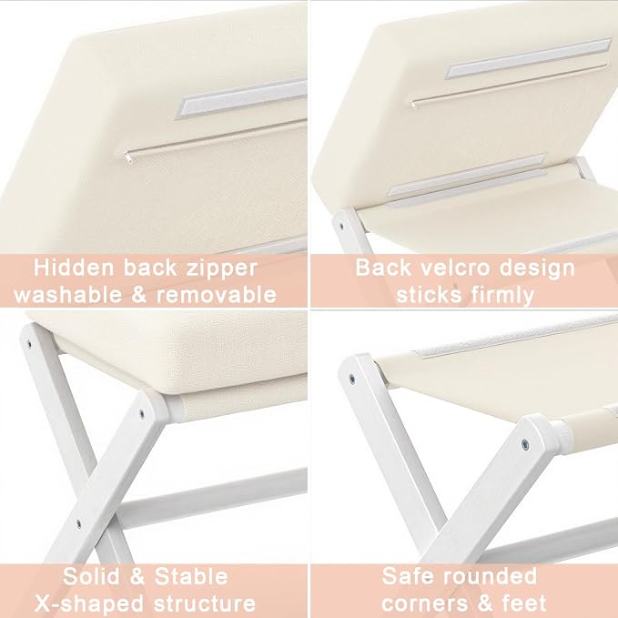 BAMBOOHOMIE Foldable Foot Stool Ottoman, Modern Foot Rest - Image 5