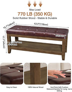 ABHENG Solid Rubber Wood Shoe Bench, Easy-Clean PU Upholstered Seat, 770LB Load - Image 2