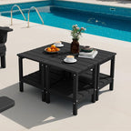 SERWALL 2-Tier HDPE Outdoor Side Tables Set of 4, Weatherproof Rectangular by SERWALL