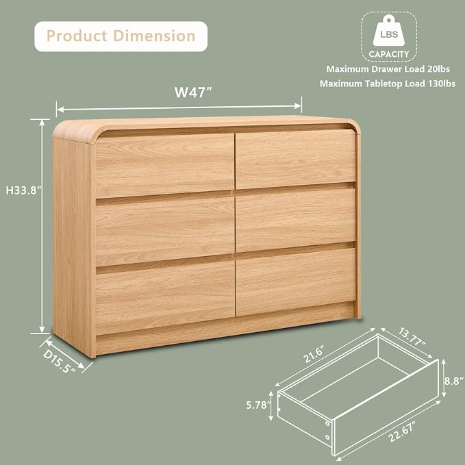 Aitjunz Modern 6 Drawers Dresser - Image 2