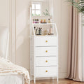 HIGDBFE 4-Drawer Dresser with Mirror, Vanity with 2-Tier Shelves, Fabric Chest by HIGDBFE
