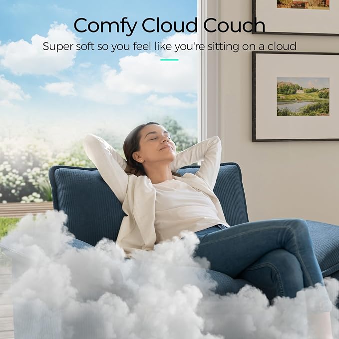 LINSY HOME 90" Modular Cloud Love Seat Sofa, Corduroy Soft Sectional Couch - Image 5