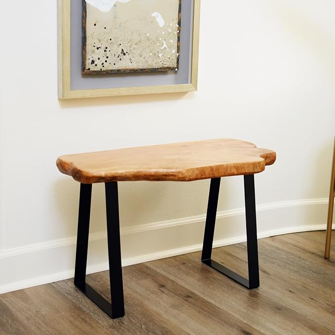 WELLAND Live Edge Cedar Bench, Farmhouse Entryway Bench - Image 4