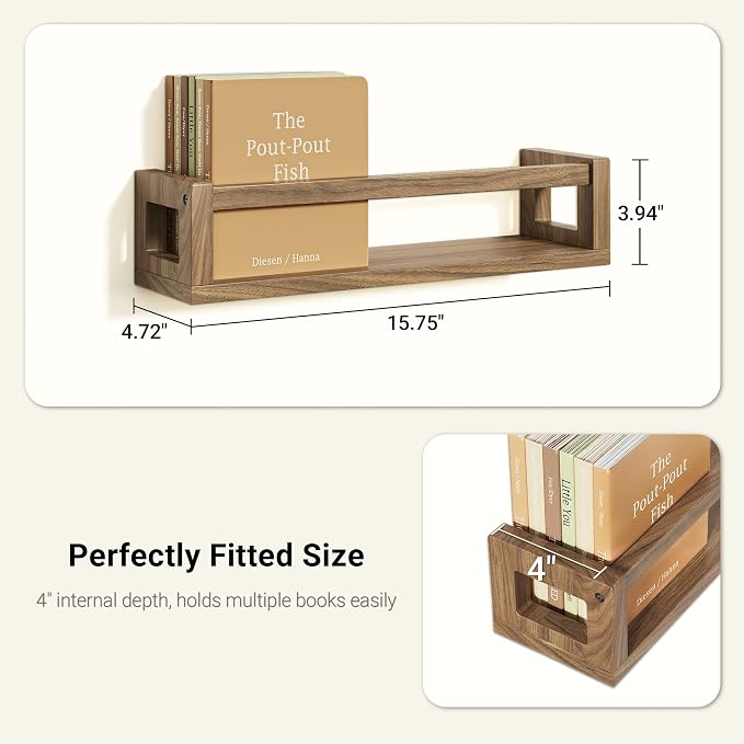 TidyCorner Upgraded Thick Floating Shelves, Solid Wood Bookshelf - Image 2