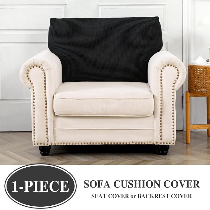 LA MEACK Couch Cushion Cover Seat Cushion Cover Stretch Armchair Cover Separate - Image 3