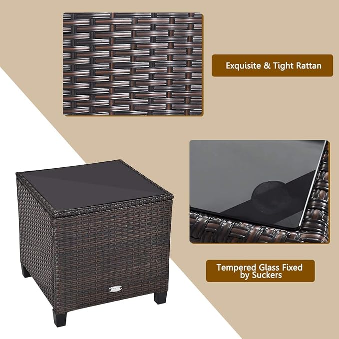 HAPPYGRILL 3 Pieces Patio Conversation Set, Outdoor Furniture Set PE Rattan - Image 4