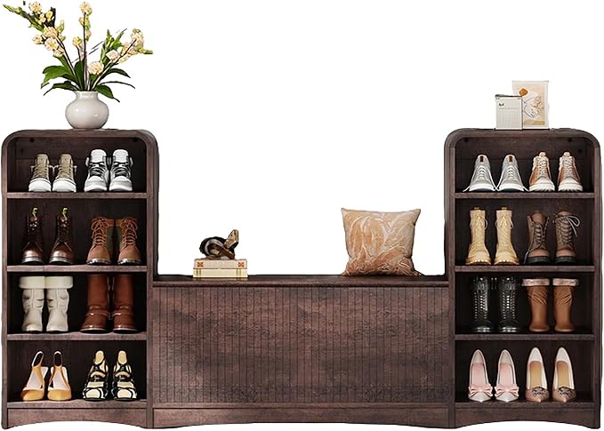Shoe Cabinet with Bench, U-Shaped Shoe Storage Bench, Tall Shoes Cabinet with by Homiflex