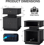 LED Nightstand Set of 2, Fluted Night Stand - Image 2