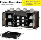 HSH Long Bar Cabinet with Fridge Space, Modern Wood Coffee Wine Liquor Cabinet - Image 2