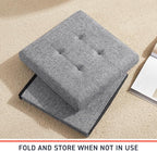 Ornavo Home 2 Pack 15 Inch Folding Storage Ottoman, Square Cube Linen Small - Image 7
