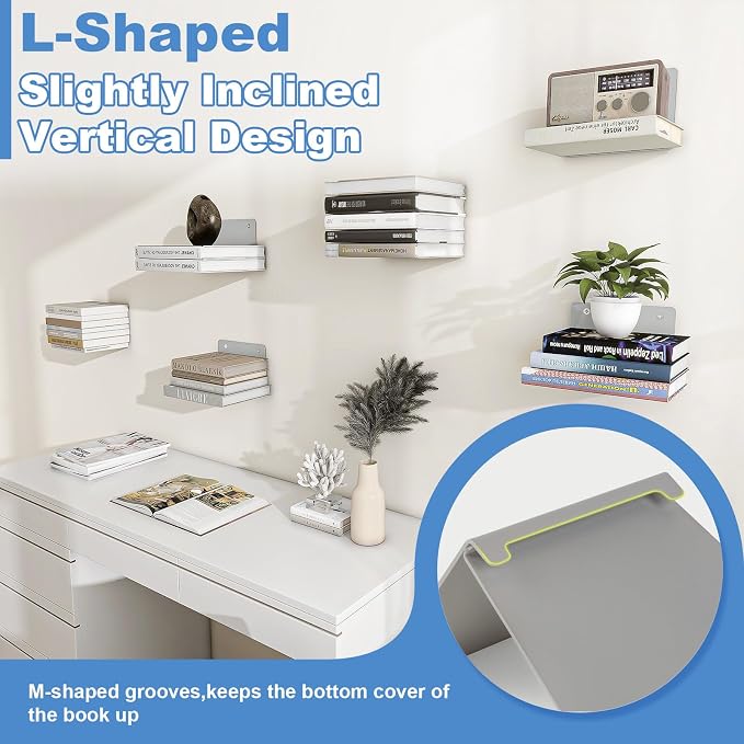 FENTEC Floating Book Shelves for Wall, Wall Mounted Floating Bookshelf - Image 7