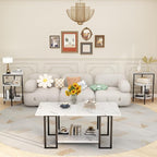 AWQM Faux Marble Table Set, Coffee Table & 2 Side Table, Faux Marble Tabletop - Image 7