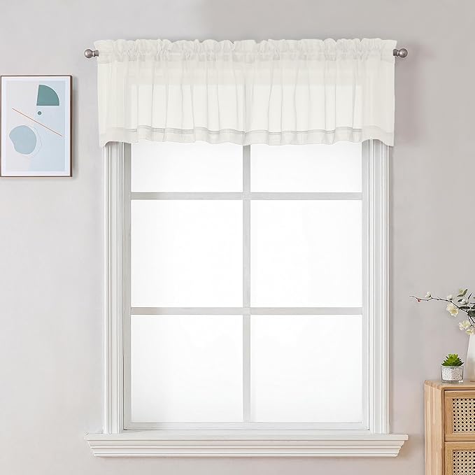 Chyhomenyc Sheer Valances for Windows, Light Filtering Small Window Curtains by Chyhomenyc