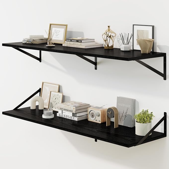 Fun Memories Floating Shelves for Wall, 12 Inch Deep Floating Shelves Set of 2 by FunMemories