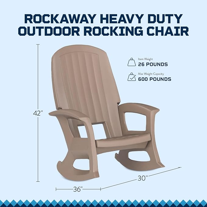 Semco Rockaway Heavy Duty All-Weather Outdoor Rocking Chair Plastics - Image 3