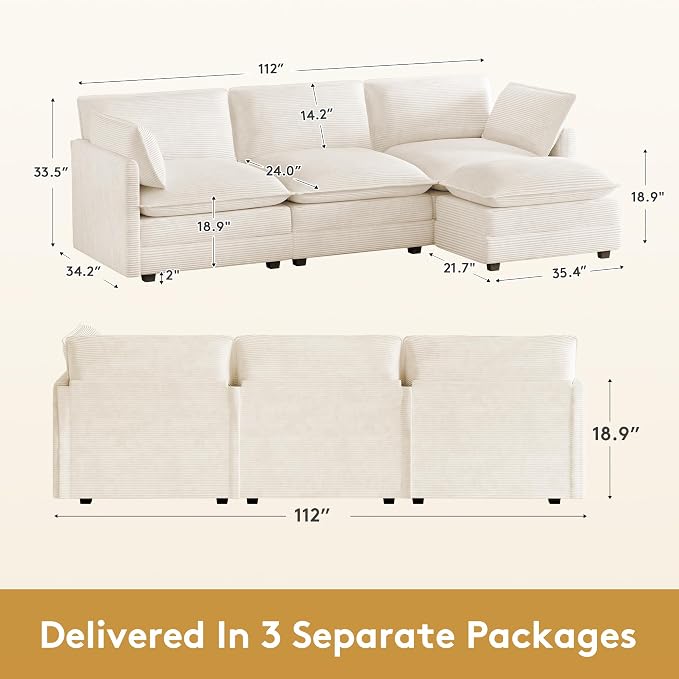 ROWHY 112'' Oversized Modular Sectional Cloud Couch - Image 2