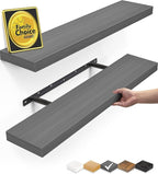 BAYKA Floating Shelves Grey, 22.5 inch Rustic Wood Wall Mounted Shelves by Bayka