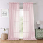 Blush Pink Sheer Curtains 96 Inches Long 2 Panels Set, Modern Farmhouse Decor by Lecloud