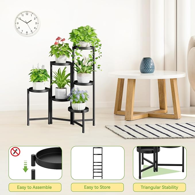 iDavosic.ly Plant Stand Indoor Outdoor, 6 Tier Corner Metal Flower Display - Image 5