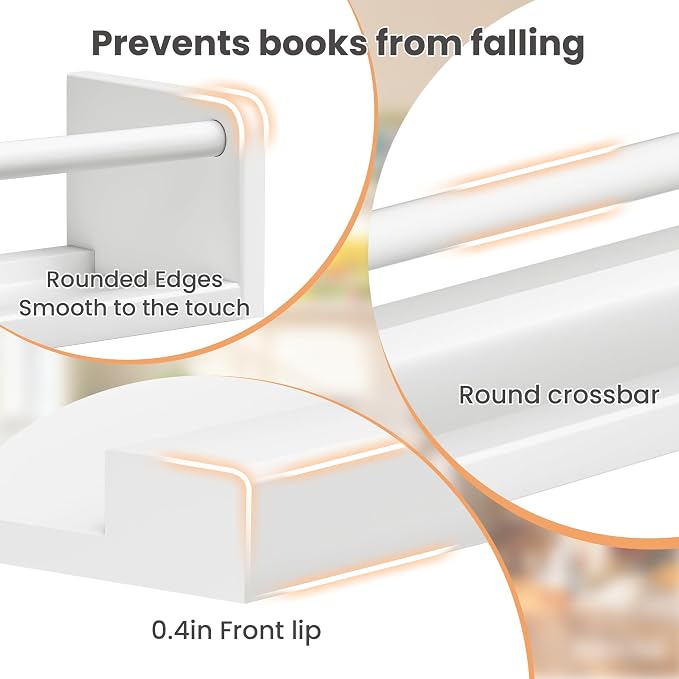 upsimples 2 Pack Nursery Book Shelves, 15.7 Inch Floating Bookshelves - Image 5