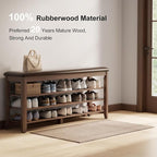 AQIMUELE Shoe Bench with Leather Cushion, 3 Tiers Shoe Storage Bench Height - Image 5