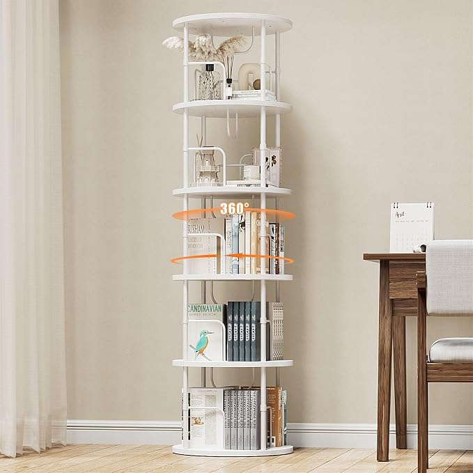 ALLSTAND 5 Tier Rotating Bookshelf, 360 ° Display Stackable Spinning Bookshelf by ALLSTAND