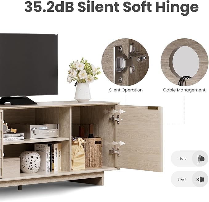 COLAMY TV Stand with Two Doors, Entertainment Center 59" with Adjustable - Image 5