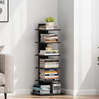 TUTOTAK Narrow Bookshelf, 6-Tier Bookcase, Spine Book Shelf - Image 4