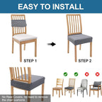 Smiry Waterproof Seat Covers for Dining Room Chairs Set of 4, Stretch Jacquard - Image 5