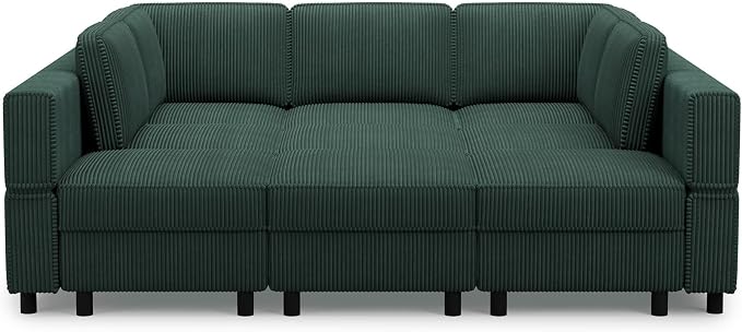 Belffin 9 Seats Corduroy Modular Sectional Sofa, Comfy Upholstered Sectional - Image 9