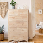 VINGLI Unfinished 6 Drawer Dresser, Natural Solid Wood Dresser Color DIY by VINGLI