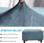 Ottoman Cover, Stretch Rectangle Velvet Ottoman Slipcovers of Foot Stool - Image 3