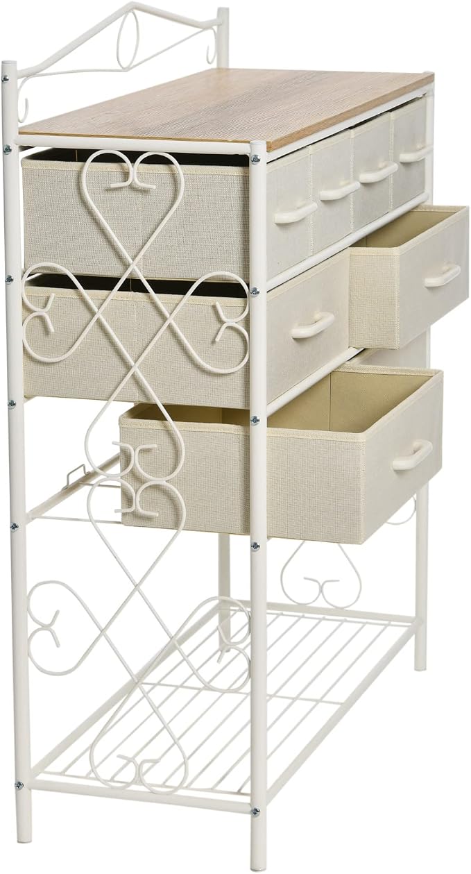 Household Essentials Coastal Oak & Iron Vintage 8-Drawer Sideboard - Image 5