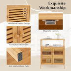 Giantex Storage Cabinet, Bamboo Bathroom Floor Cabinet - Image 4