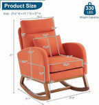 VINGLI Orange Linen Rocking Chair Nursery - Image 2