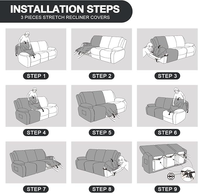 Timeles Recliner Covers for 3 Seater Reclining Couch Covers Sofa Slipcover - Image 6
