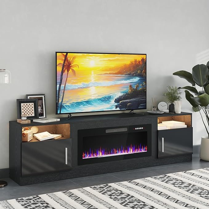 PRETZI Fireplace TV Stand with 36" Fireplace Up to 90" TVs, Remote Control by PRETZI