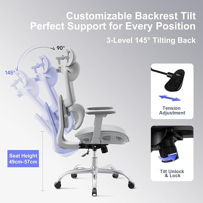 Ergonomic Office Chair with 3D Headrest, Computer Chair with Adjustable - Image 7