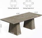 LITTLE TREE Dining Table for 6 People, Wooden Table, Rectangle Furniture - Image 2