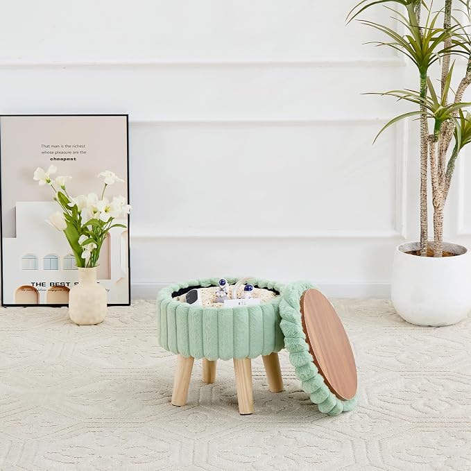 Wimarsbon Storage Ottoman, Modern Round Footrest - Image 7