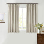 Oatmeal Beige Pleated Black Out Linen 45 Inch Curtains by Twodrapes