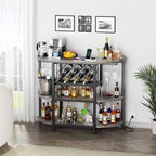 Zarler Bar Cart with Power Outlet Easy to Assemble, LED Home Bar Cabinet - Image 7