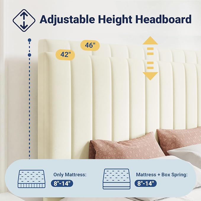 Allewie King Size Storage Bed Frame, Vertical Channel Tufted Adjustable - Image 4