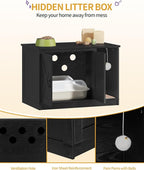 Hzuaneri Cat Litter Box Enclosure, Hidden Litter Box Cabinet Furniture - Image 3