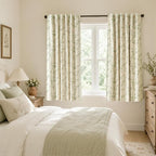 Blackout Vintage Floral Linen Curtains Green on Beige 50×63 2 Panels | Elisa - Image 5