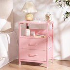 Yoobure Nightstand with Charging Station, Small Night Stand with Fabric Drawers - Image 5