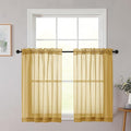 Chyhomenyc Gold Sheer Curtains 30 inch Length 2 Panels, Light Filtering Voile by Chyhomenyc