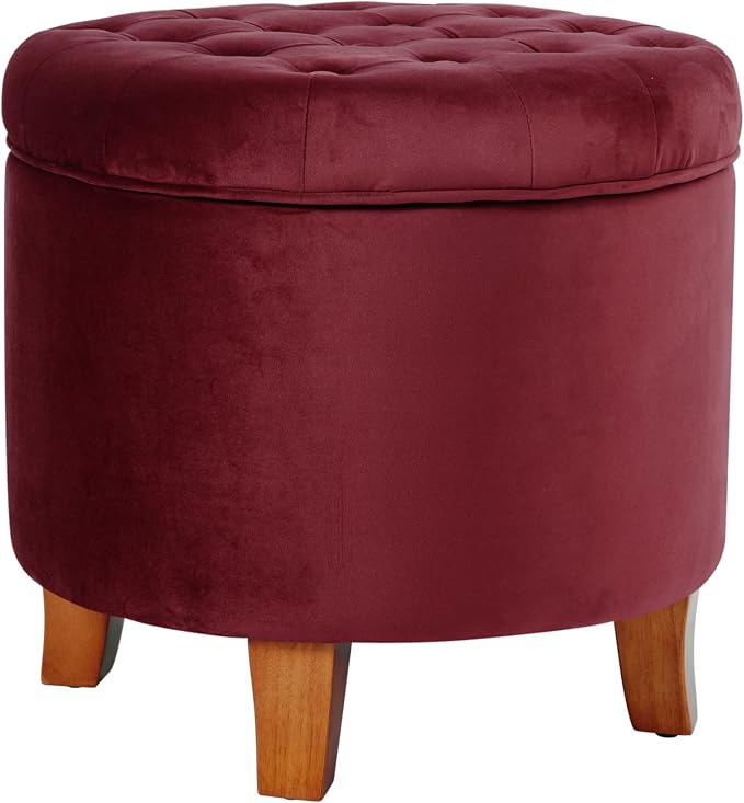 Homepop Home Decor | Upholstered Round Velvet Tufted Foot Rest Ottoman | Ottoman - Image 12