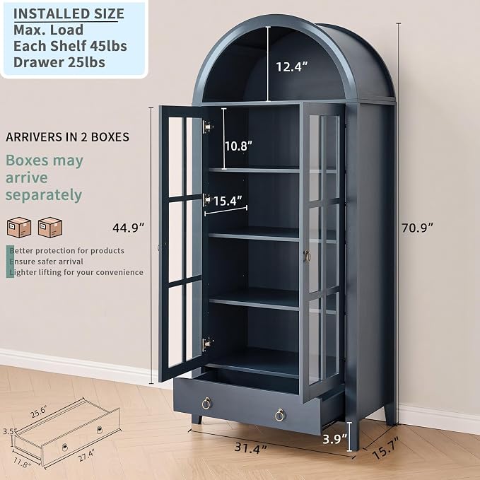 RowyPoey Farmhouse Arched Cabinet - Image 2